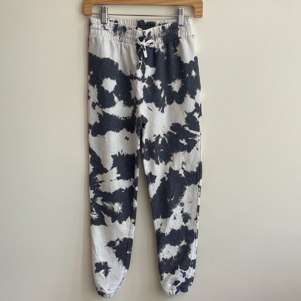 Sundown By Splendid Charcoal Grey and Off White Tie Dye Joggers Womens Size XS